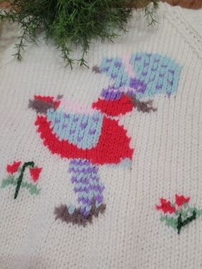 Vintage Holly Hobbie Hand Knit Sweater